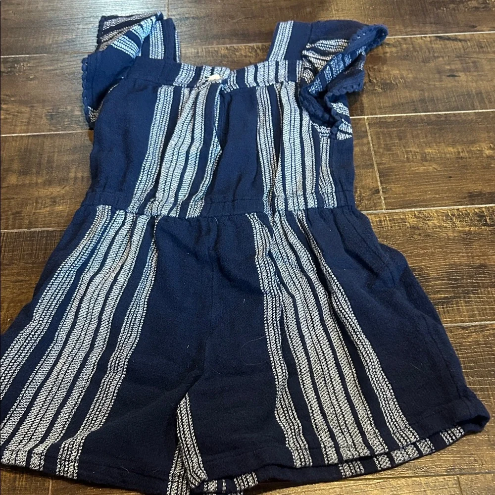 Old Navy Navy and White Striped Girls Romper